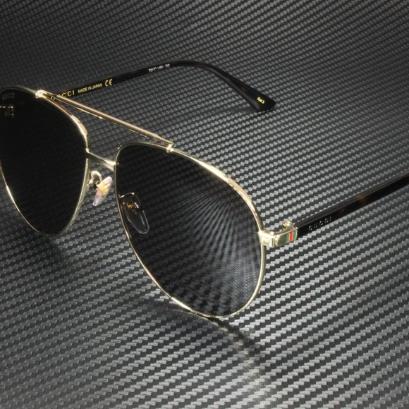 Gucci Gold Grey 61mm Sunglasses - Picture 1 of 3